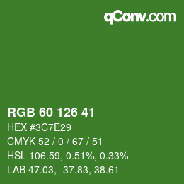 Farbcode: RGB 60 126 41 | qconv.com