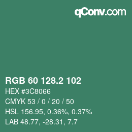カラーコード: RGB 60 128.2 102 | qconv.com