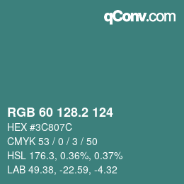 カラーコード: RGB 60 128.2 124 | qconv.com