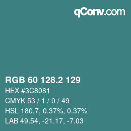 カラーコード: RGB 60 128.2 129 | qconv.com