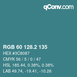 カラーコード: RGB 60 128.2 135 | qconv.com