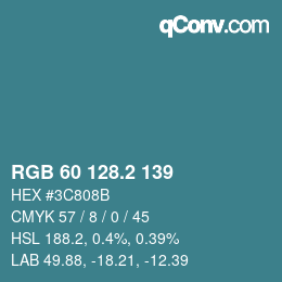 カラーコード: RGB 60 128.2 139 | qconv.com