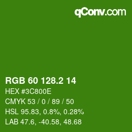 カラーコード: RGB 60 128.2 14 | qconv.com