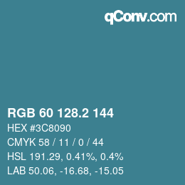 カラーコード: RGB 60 128.2 144 | qconv.com