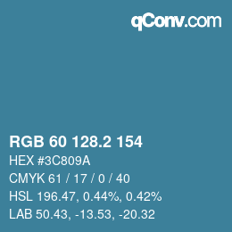 カラーコード: RGB 60 128.2 154 | qconv.com
