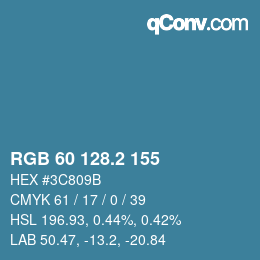 カラーコード: RGB 60 128.2 155 | qconv.com