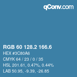 カラーコード: RGB 60 128.2 166.6 | qconv.com