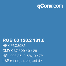 カラーコード: RGB 60 128.2 181.6 | qconv.com