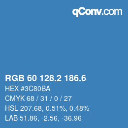 カラーコード: RGB 60 128.2 186.6 | qconv.com