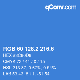 カラーコード: RGB 60 128.2 216.6 | qconv.com