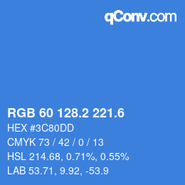 カラーコード: RGB 60 128.2 221.6 | qconv.com