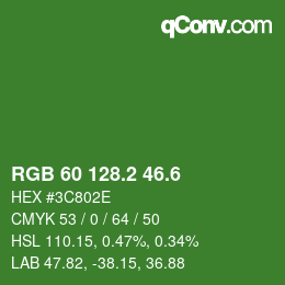 カラーコード: RGB 60 128.2 46.6 | qconv.com