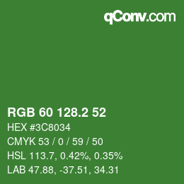 カラーコード: RGB 60 128.2 52 | qconv.com