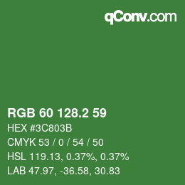 カラーコード: RGB 60 128.2 59 | qconv.com