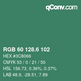 カラーコード: RGB 60 128.6 102 | qconv.com