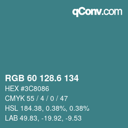 カラーコード: RGB 60 128.6 134 | qconv.com