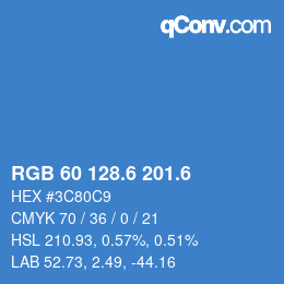 カラーコード: RGB 60 128.6 201.6 | qconv.com