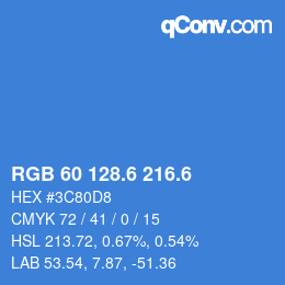 カラーコード: RGB 60 128.6 216.6 | qconv.com