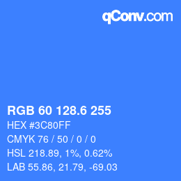 カラーコード: RGB 60 128.6 255 | qconv.com