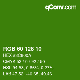 颜色代码: RGB 60 128 10 | qconv.com