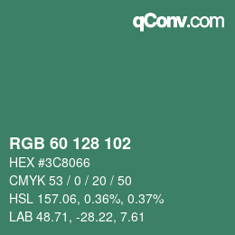 颜色代码: RGB 60 128 102 | qconv.com