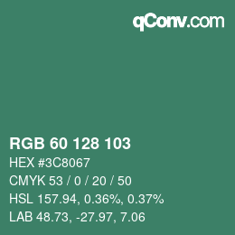 Color code: RGB 60 128 103 | qconv.com
