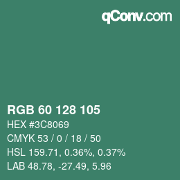 カラーコード: RGB 60 128 105 | qconv.com