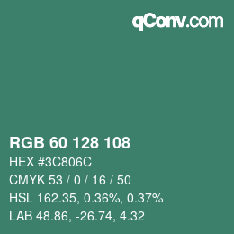 Color code: RGB 60 128 108 | qconv.com