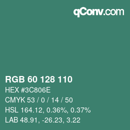 カラーコード: RGB 60 128 110 | qconv.com