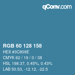 カラーコード: RGB 60 128 158 | qconv.com