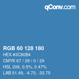 颜色代码: RGB 60 128 180 | qconv.com