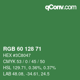 カラーコード: RGB 60 128 71 | qconv.com