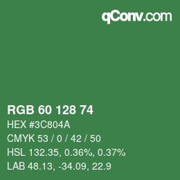 カラーコード: RGB 60 128 74 | qconv.com