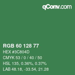 颜色代码: RGB 60 128 77 | qconv.com