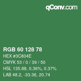 カラーコード: RGB 60 128 78 | qconv.com