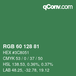 カラーコード: RGB 60 128 81 | qconv.com