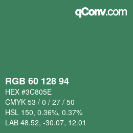 颜色代码: RGB 60 128 94 | qconv.com