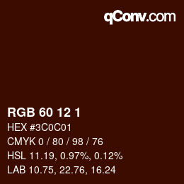 颜色代码: RGB 60 12 1 | qconv.com