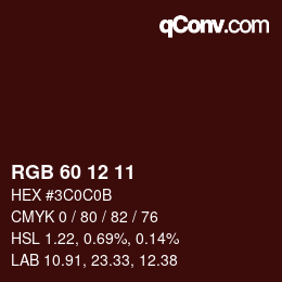 Color code: RGB 60 12 11 | qconv.com