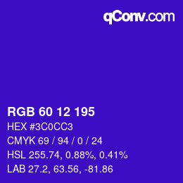 カラーコード: RGB 60 12 195 | qconv.com