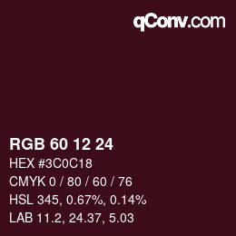 カラーコード: RGB 60 12 24 | qconv.com