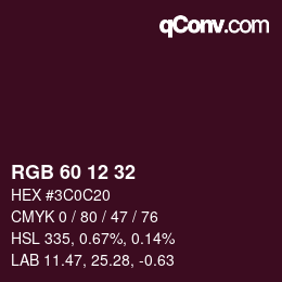 Color code: RGB 60 12 32 | qconv.com