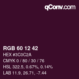 颜色代码: RGB 60 12 42 | qconv.com