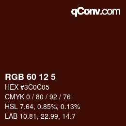 Color code: RGB 60 12 5 | qconv.com