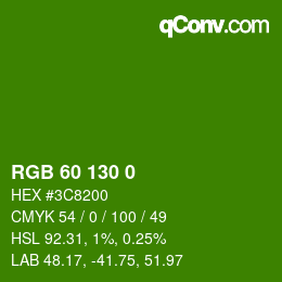 Color code: RGB 60 130 0 | qconv.com