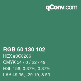 カラーコード: RGB 60 130 102 | qconv.com