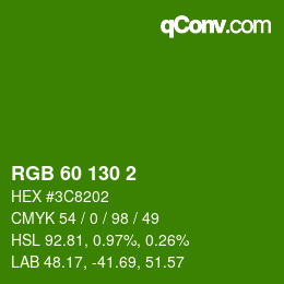 Color code: RGB 60 130 2 | qconv.com