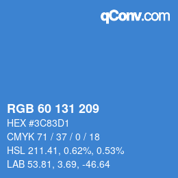 Color code: RGB 60 131 209 | qconv.com