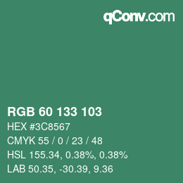 Código de color: RGB 60 133 103 | qconv.com