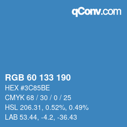 Color code: RGB 60 133 190 | qconv.com